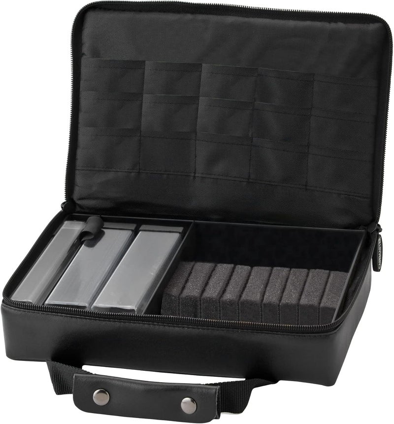 CASEMASTER The Pro Leatherette Dart Case with Leather-Like Exterior Covering, Holds 9 Steel Tip or Soft Tip Darts with 15 Built-in Pockets for Accessories and Plastic Tubes and Containers for Even More - Image 1